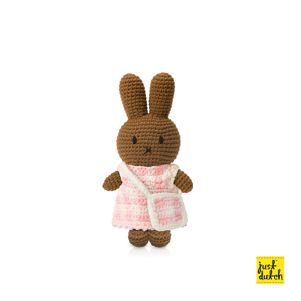 Melanie in gingham dress with bag Just Dutch doll