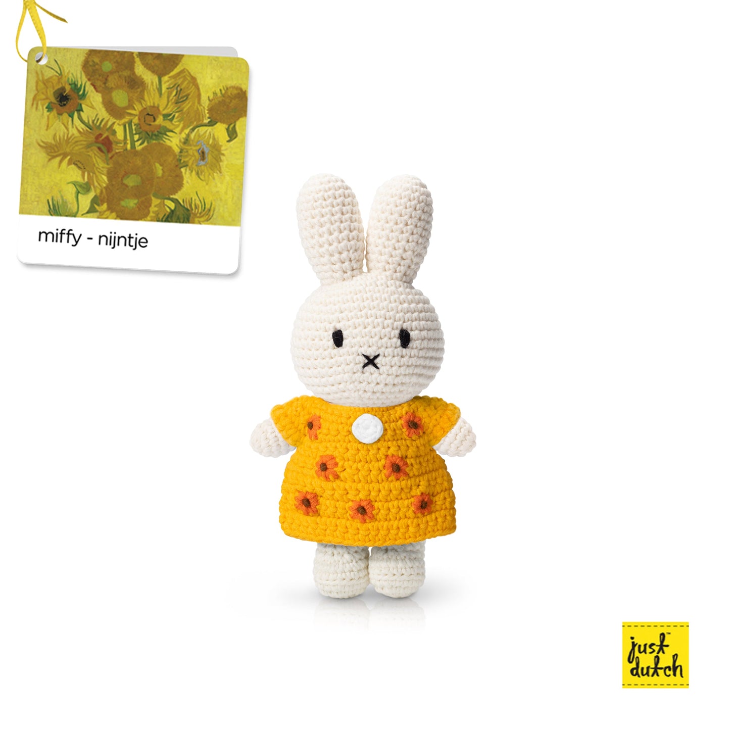 crochet bunny doll inspired by van gogh sunflower painting