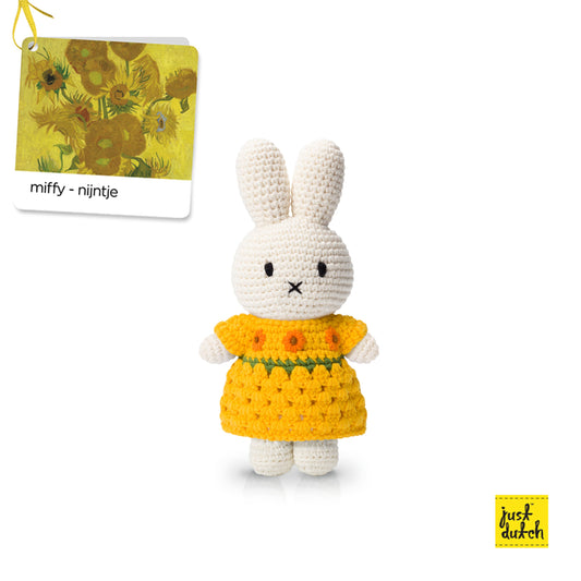 miffy crochet doll wearing sunflower dress handmade soft toy