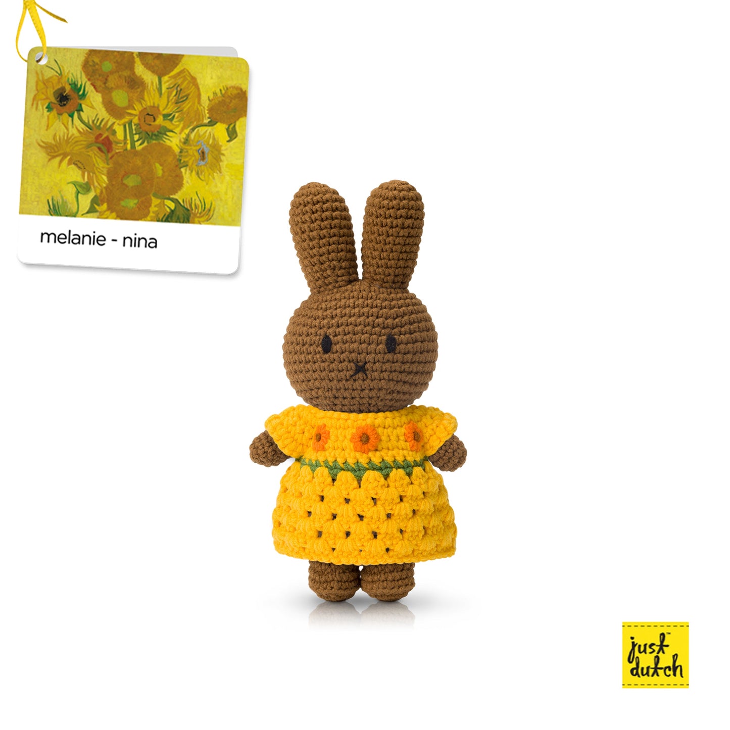 melanie handmade crochet bunny doll yellow sunflower dress