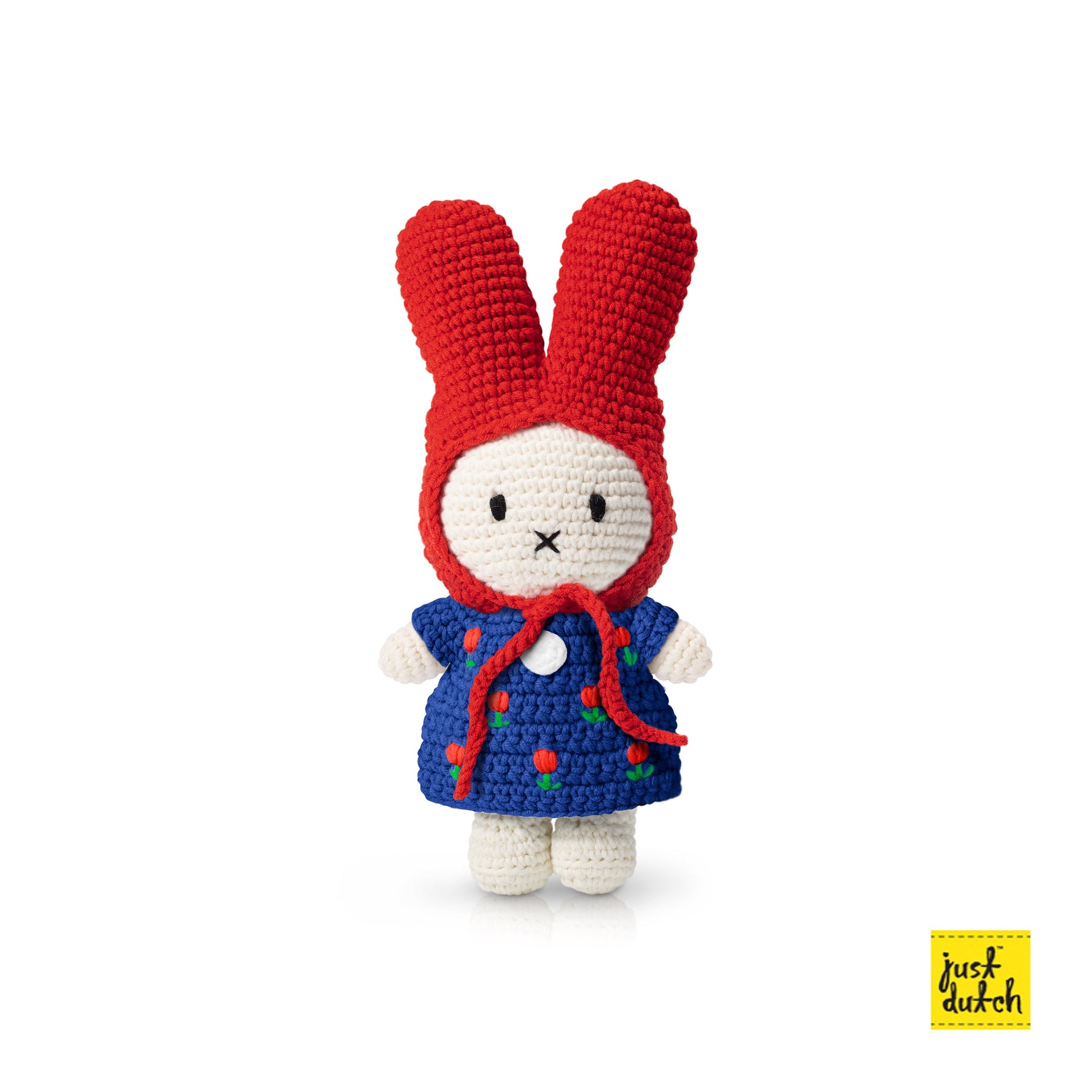 miffy crochet doll wearing tulip dress handmade soft toy floral design