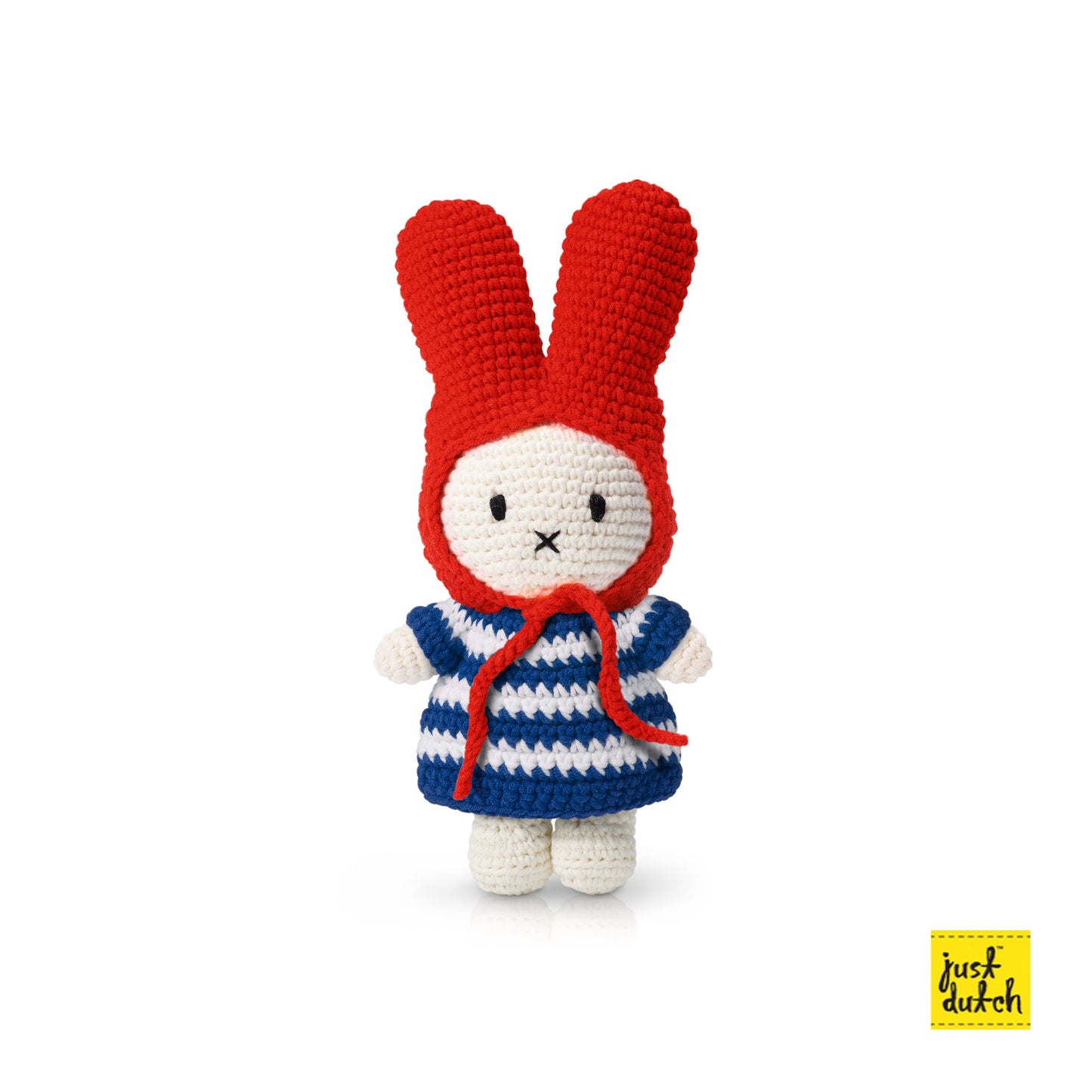 miffy crochet doll wearing striped dress handmade classic soft toy