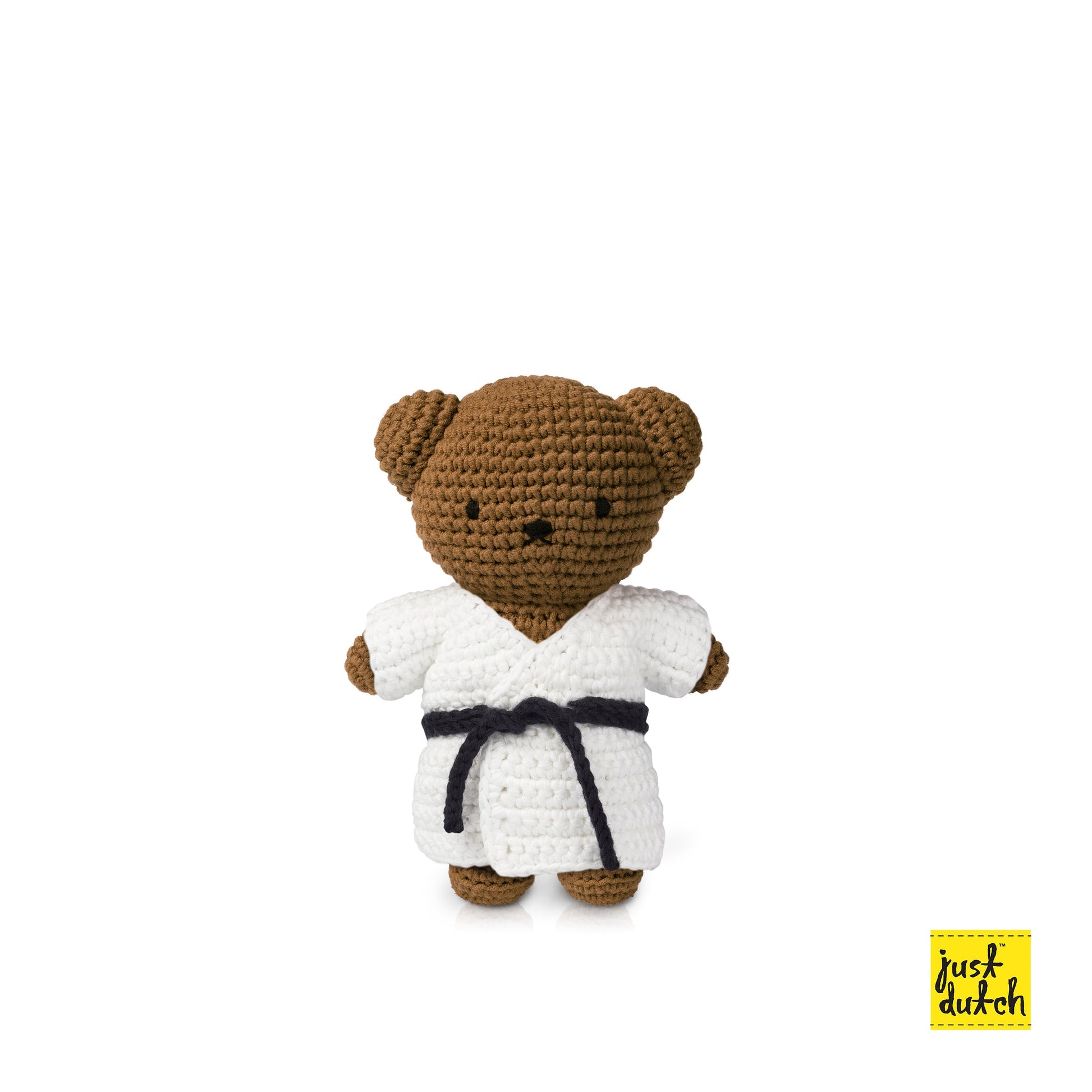 Boris crochet doll wearing judo outfit handmade soft toy martial arts style
