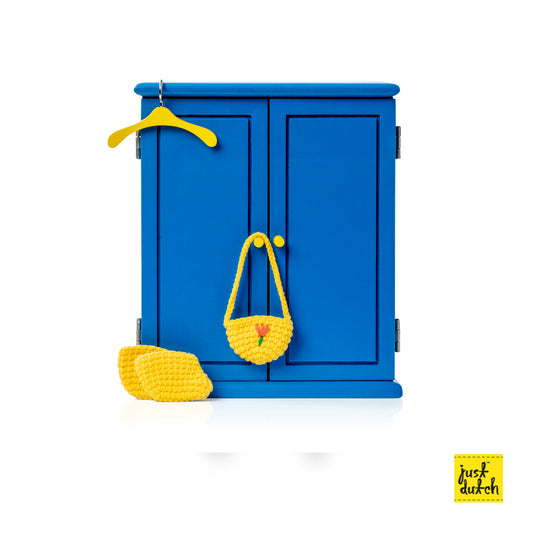 wooden doll wardrobe closet with mini hangers for miffy