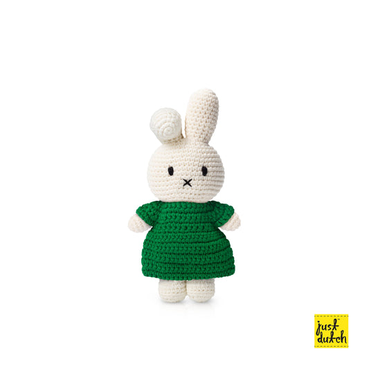Just Dutch Daan green dress handmade crochet doll