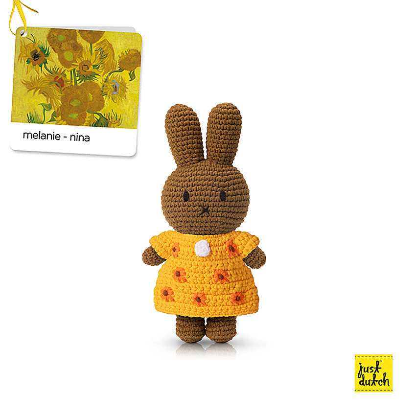 melanie handmade crochet bunny doll yellow sunflower dress