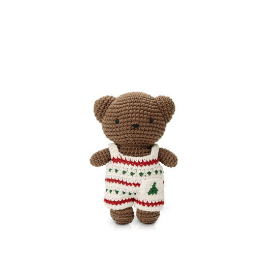 brown crochet bear boris festive holiday clothing