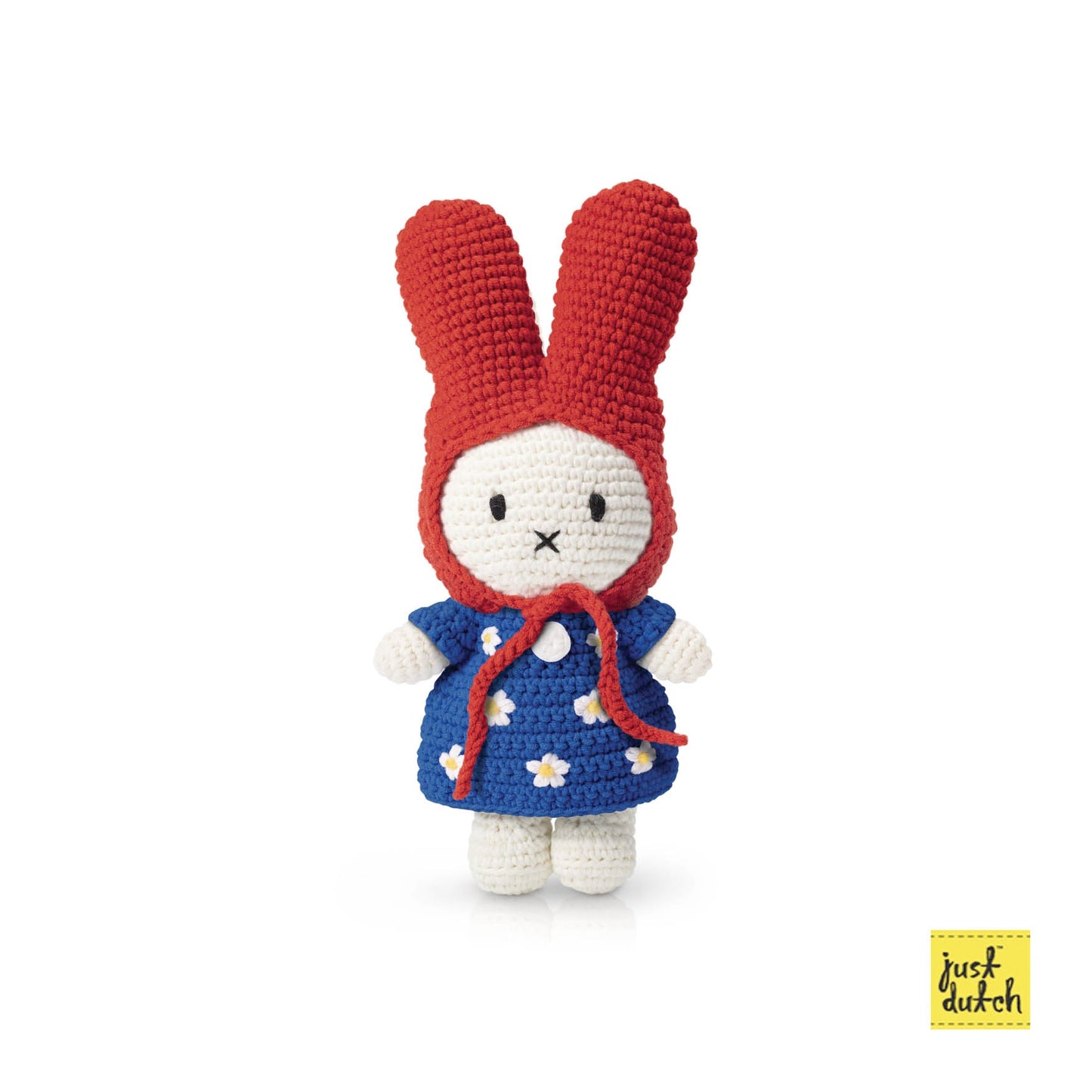 miffy crochet doll wearing little flower dress handmade floral soft toy