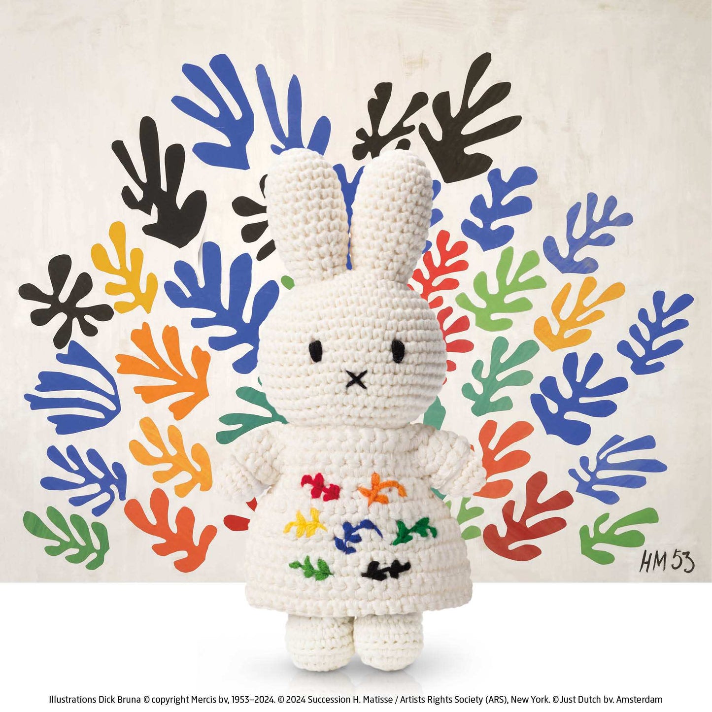 Miffy plush wearing La Gerbe dress inspired by Henri Matisse artwork