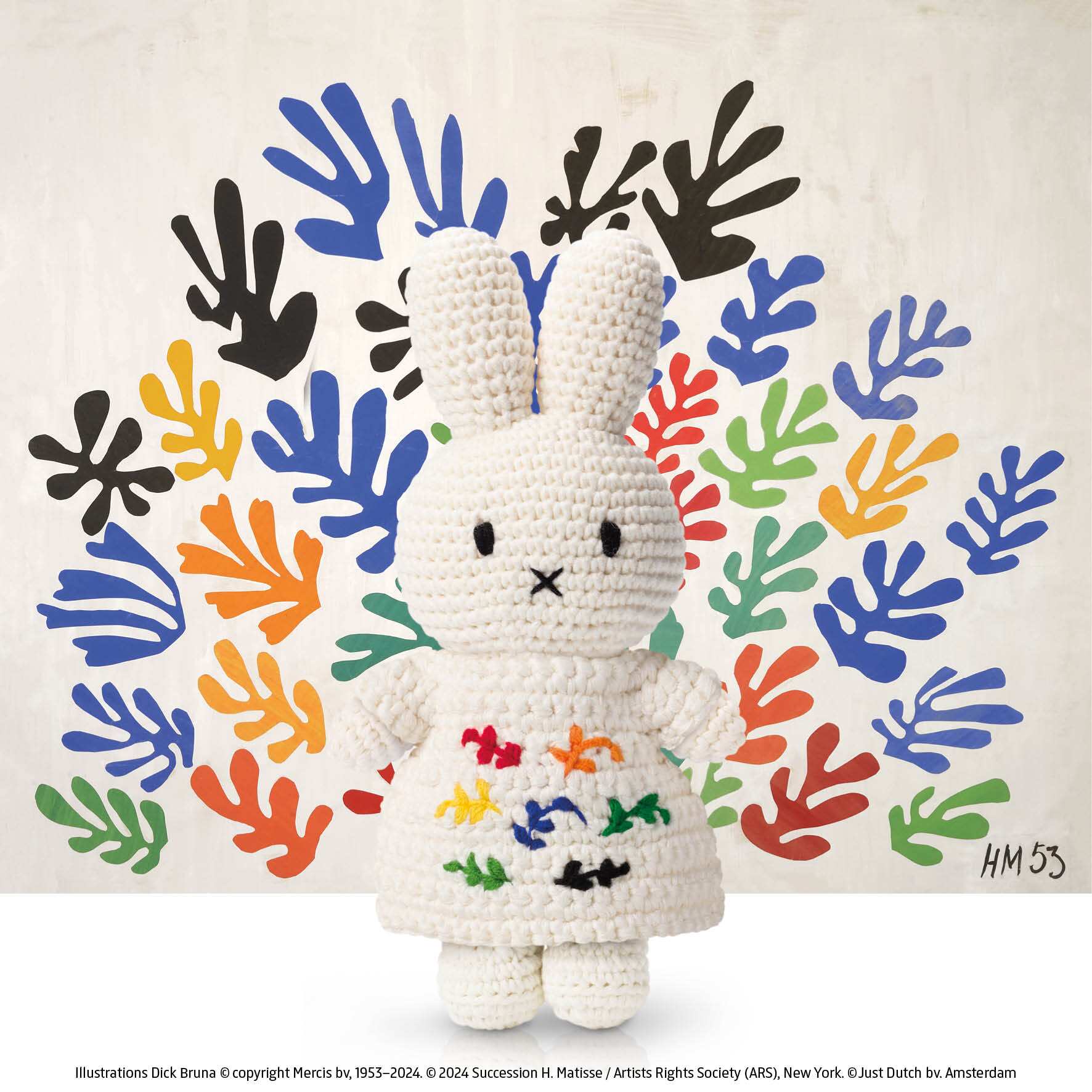 Miffy plush wearing La Gerbe dress inspired by Henri Matisse artwork
