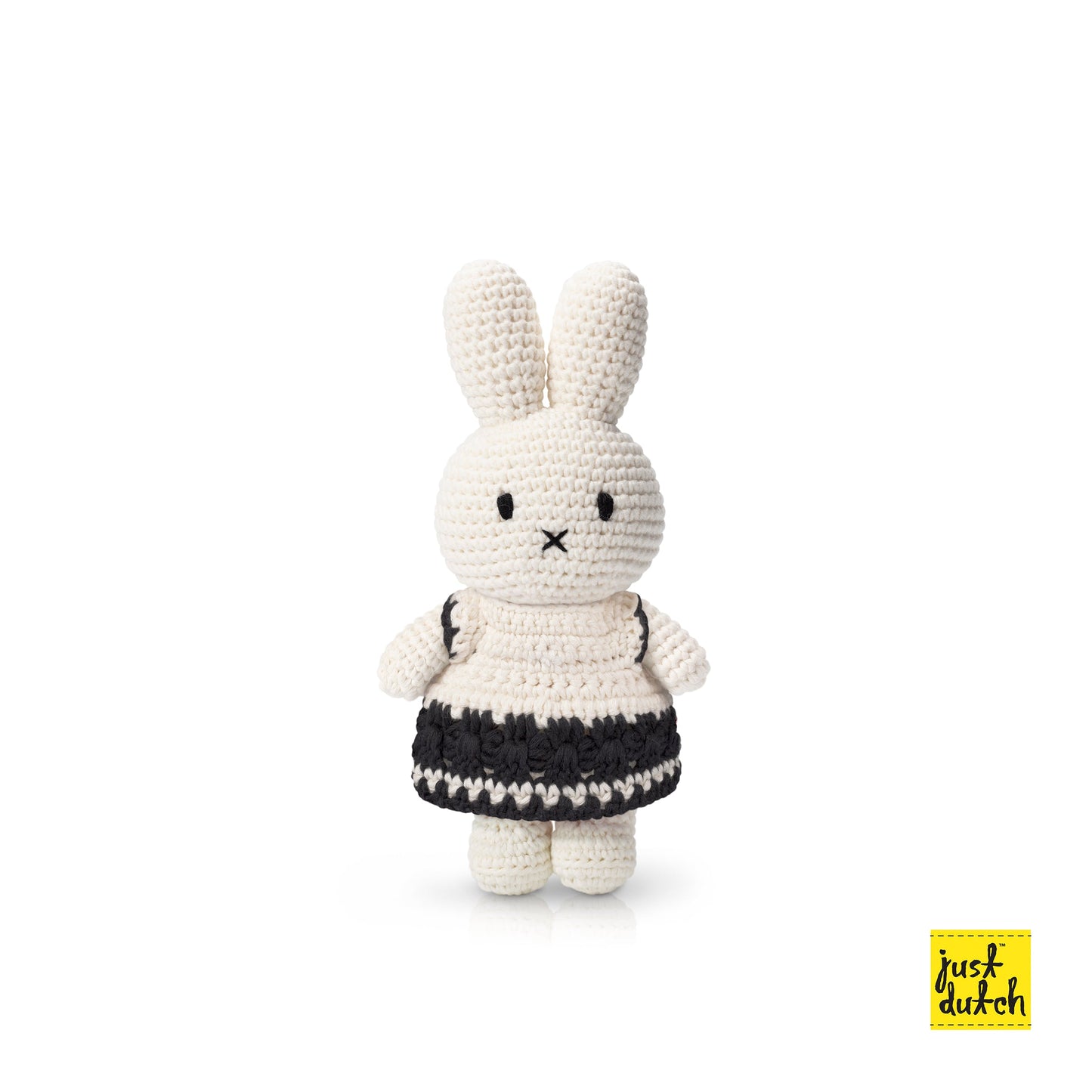 Miffy bunny doll black and white crochet dress