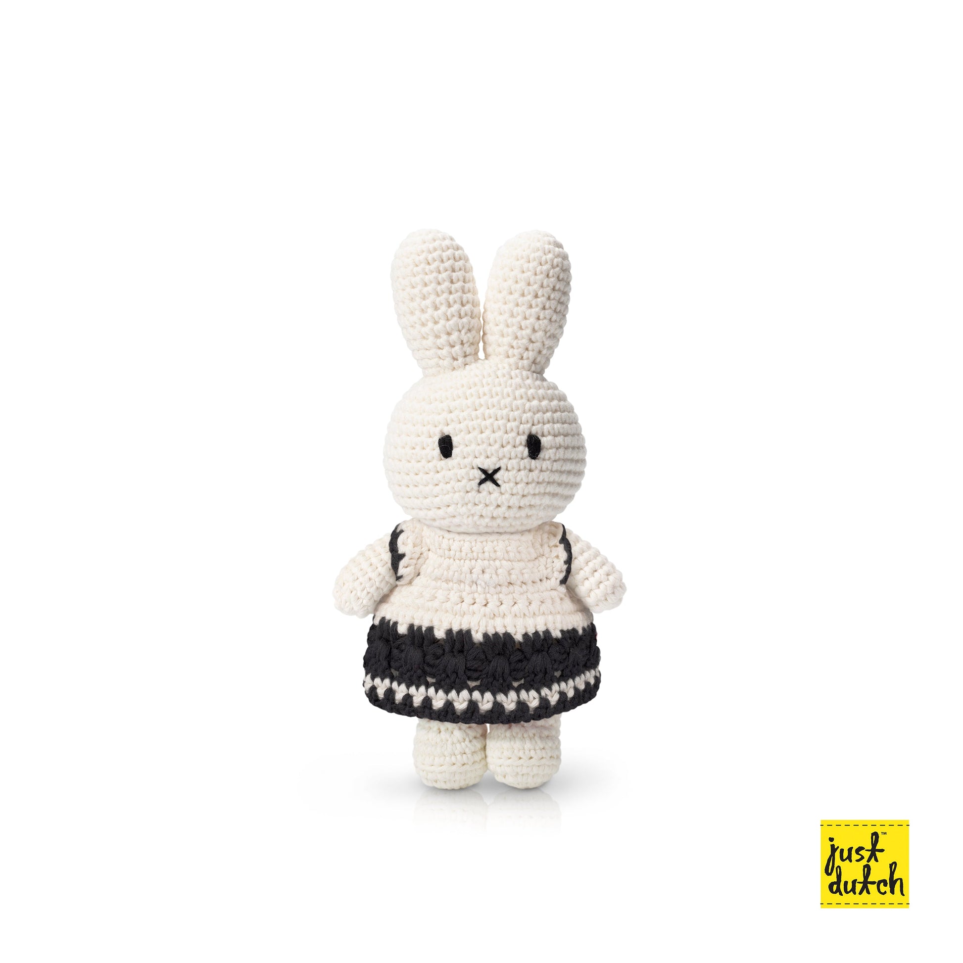 Miffy bunny doll black and white crochet dress